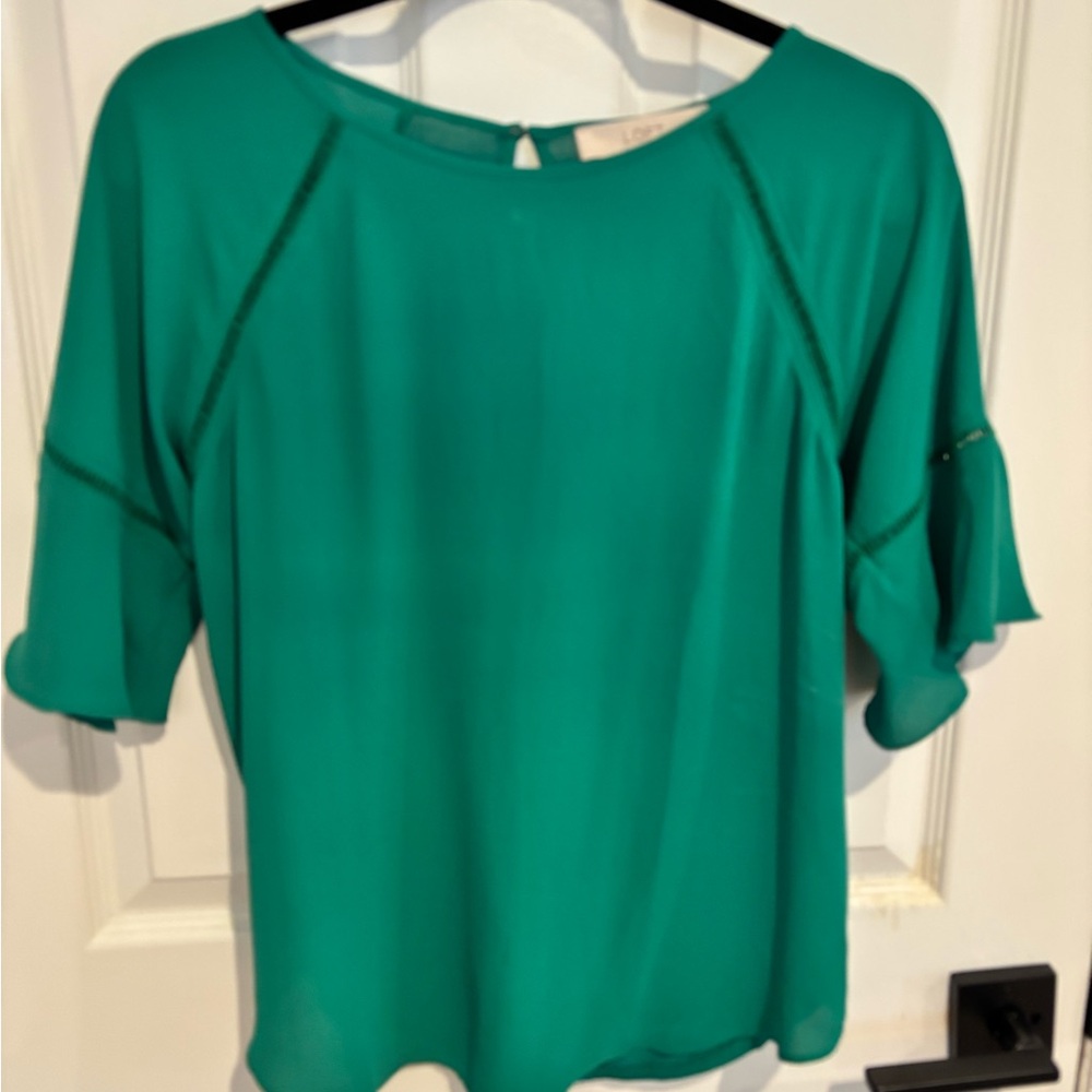 LOFT Teal Green Short Sleeve Blouse
